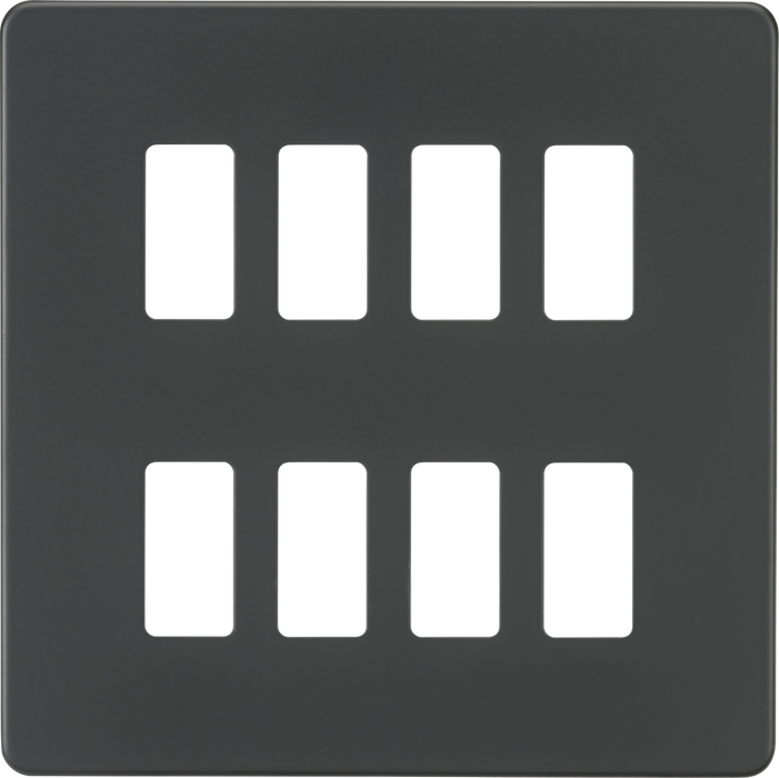 Knightsbridge GDSF008AT Screwless 8G grid faceplate - anthracite Knightsbridge Grid Knightsbridge - Sparks Warehouse