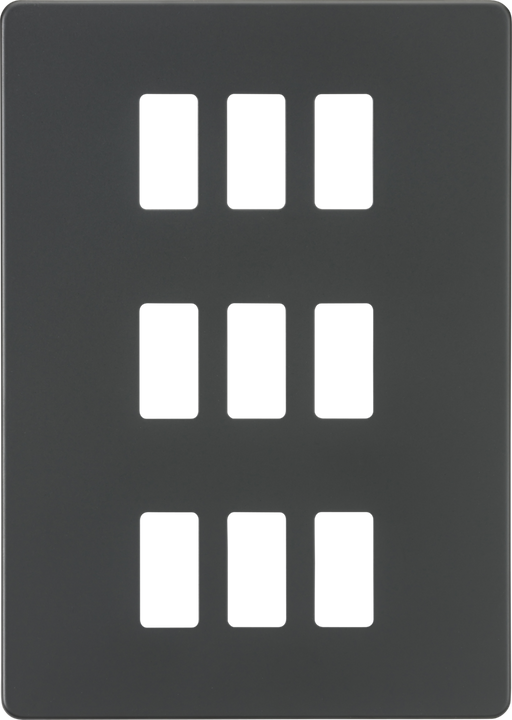 Knightsbridge GDSF009AT Screwless 9G grid faceplate - anthracite Knightsbridge Grid Knightsbridge - Sparks Warehouse
