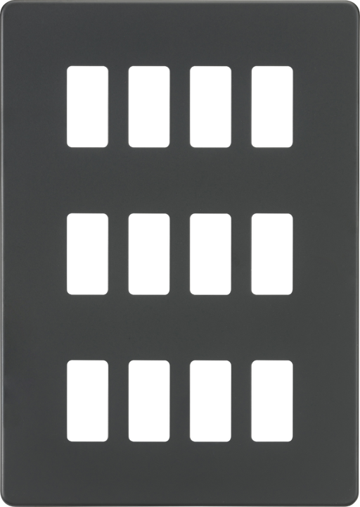 Knightsbridge GDSF012AT Screwless 12G grid faceplate - anthracite Knightsbridge Grid Knightsbridge - Sparks Warehouse