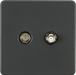 Knightsbridge SF0140AT Screwless TV & SAT TV Outlet (Isolated) - Anthracite Knightsbridge Screwless Flat Plate Anthracite Knightsbridge - Sparks Warehouse