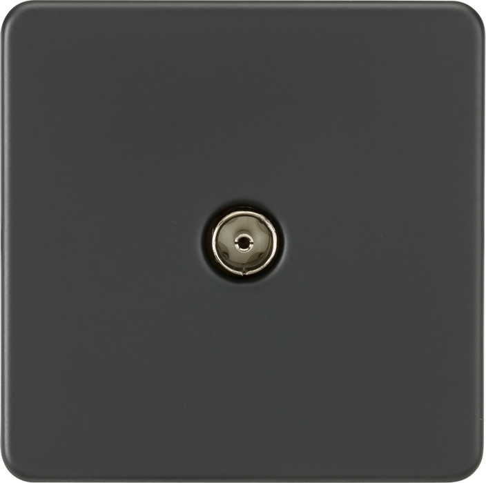 Knightsbridge SF0100AT Screwless 1G TV Outlet (Non-Isolated) - Anthracite Knightsbridge Screwless Flat Plate Anthracite Knightsbridge - Sparks Warehouse