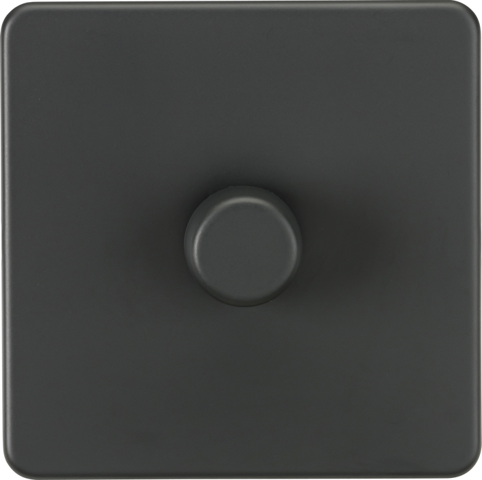 Knightsbridge SF2181AT Screwless 1G 2-way 10-200W (5-150W LED) trailing edge dimmer - Anthracite Knightsbridge Screwless Flat Plate Anthracite Knightsbridge - Sparks Warehouse