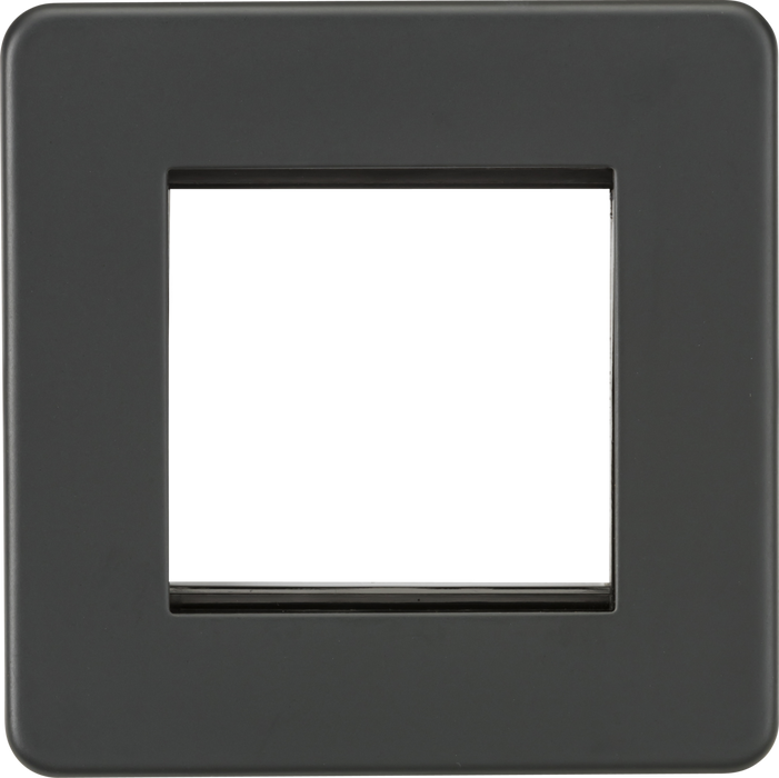 Knightsbridge SF2GAT Screwless 2G Modular Faceplate - Anthracite Knightsbridge Screwless Flat Plate Anthracite Knightsbridge - Sparks Warehouse