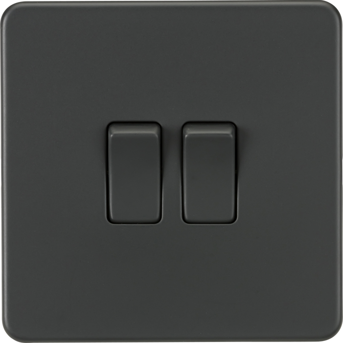 Knightsbridge SF3000AT Screwless 10AX 2G 2-Way Switch - Anthracite Knightsbridge Screwless Flat Plate Anthracite Knightsbridge - Sparks Warehouse