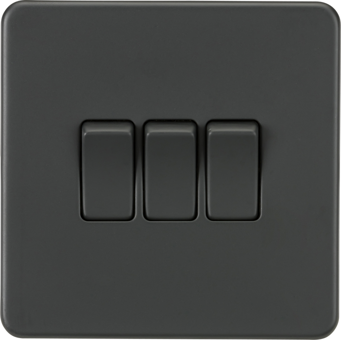 Knightsbridge SF4000AT Screwless 10AX 3G 2-Way Switch - Anthracite Knightsbridge Screwless Flat Plate Anthracite Knightsbridge - Sparks Warehouse