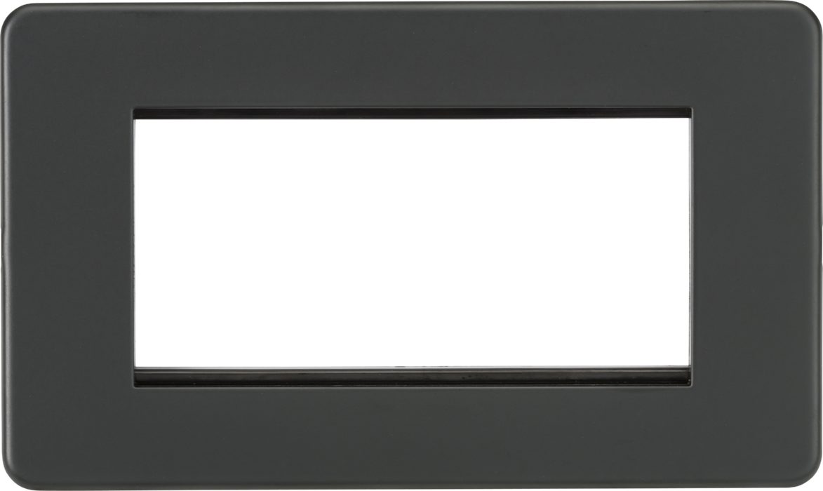 Knightsbridge SF4GAT Screwless 4G Modular Faceplate - Anthracite Knightsbridge Screwless Flat Plate Anthracite Knightsbridge - Sparks Warehouse