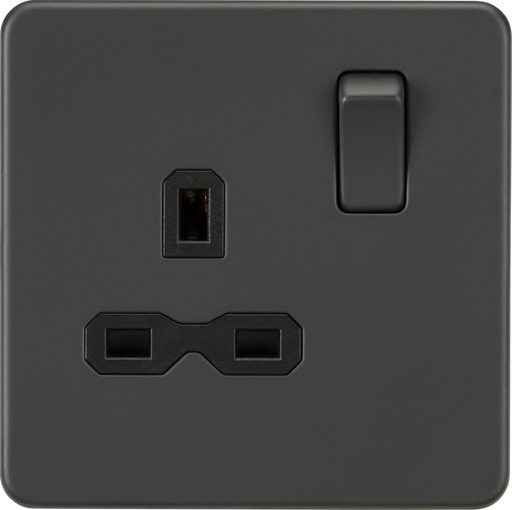 Knightsbridge SFR7000AT Screwless 13A 1G DP switched socket - Anthracite Knightsbridge Screwless Flat Plate Anthracite Knightsbridge - Sparks Warehouse