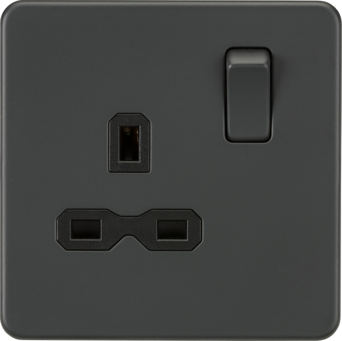 Knightsbridge SFR7000AT Screwless 13A 1G DP switched socket - Anthracite Knightsbridge Screwless Flat Plate Anthracite Knightsbridge - Sparks Warehouse