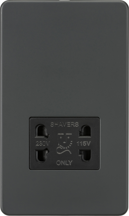 Knightsbridge SF8900AT Screwless 115V/230V Dual Voltage Shaver Socket - Anthracite Knightsbridge Screwless Flat Plate Anthracite Knightsbridge - Sparks Warehouse
