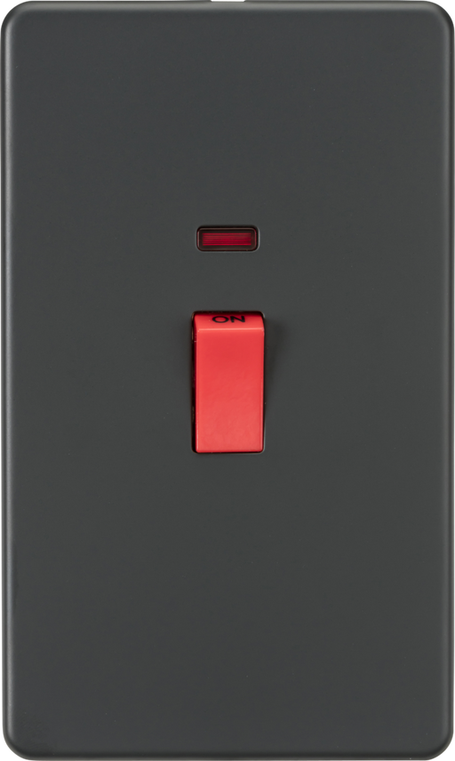 Knightsbridge SF8332NAT Screwless 45A 2G DP Switch with Neon - Anthracite Knightsbridge Screwless Flat Plate Anthracite Knightsbridge - Sparks Warehouse