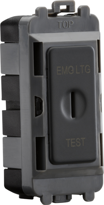 Knightsbridge GDM007AT 20AX 2 way SP key module (marked EMG LTG TEST) - anthracite Knightsbridge Grid Knightsbridge - Sparks Warehouse
