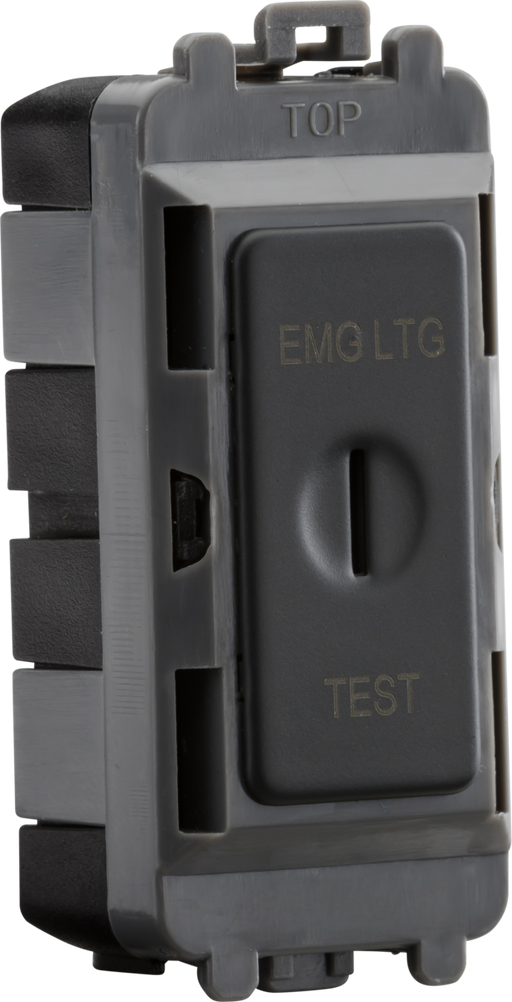 Knightsbridge GDM007AT 20AX 2 way SP key module (marked EMG LTG TEST) - anthracite Knightsbridge Grid Knightsbridge - Sparks Warehouse