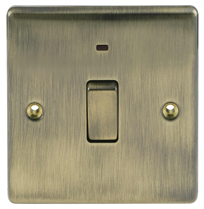 BG Nexus NAB31 Metal Antique Brass 20A Double Pole Switch with Neon - BG - Sparks Warehouse