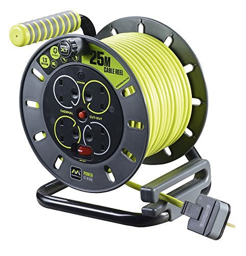 BG Masterplug OMU25134SL-PX - Pro XT 4 Gang Medium Open Cable Reel with Switch and LED 25m - BG - Sparks Warehouse
