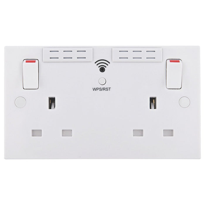 BG Electrical 922WR 2 Gang Wi-Fi Range Extender Socket - White - BG - Sparks Warehouse