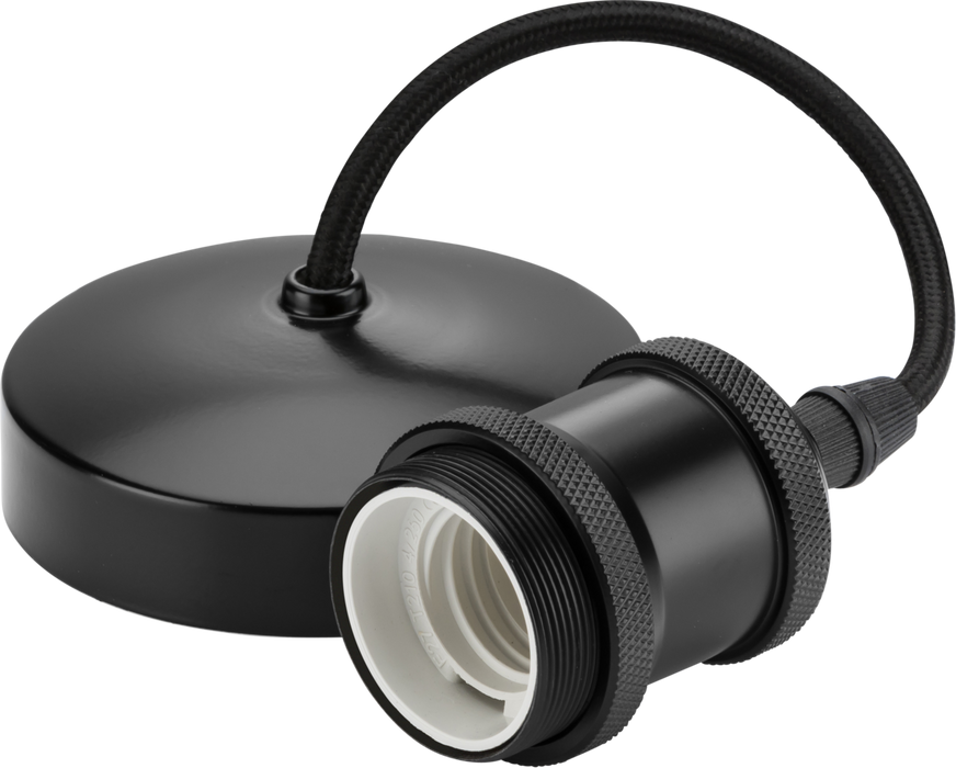 Knightsbridge 8271MB 6" E27 Vintage Pendant Set - Matt Black Pendant Lights Knightsbridge - Sparks Warehouse