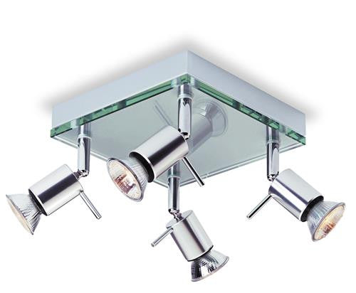 Firstlight 5514AL Aqua 4 Light Flush - Aluminium with Clear Glass - Firstlight - sparks-warehouse