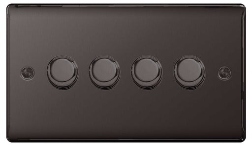 BG Nexus NBN84P Black Nickel 400W 4 Gang 2 Way Push Dimmer - BG - sparks-warehouse