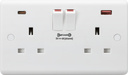 Knightsbridge CU9909 - Curved edge 13A 2G DP Switched Socket with Dual USB FASTCHARGE ports (A+C) Socket - With USB Knightsbridge - Sparks Warehouse
