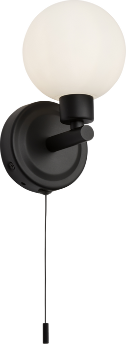 Knightsbridge BA01S1MB IP44 G9 Single Wall light with Round Frosted Glass - Matt Black Ceiling Light Knightsbridge - Sparks Warehouse