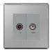 BG FBS66 Screwless Flat Plate Brushed Steel TV/FM 2G Socket - BG - sparks-warehouse