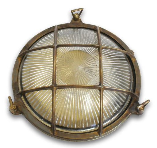 05847 Solid Brass Small Porthole Bulkhead - Antique Brass Navigator Range of Marine Bulkheads Lampfix - Sparks Warehouse