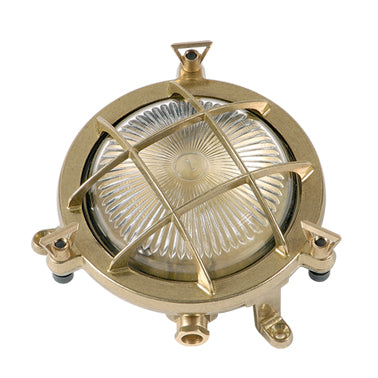 09006 Solid Brass Mini Porthole Bulkhead - Raw Brass Navigator Range of Marine Bulkheads Lampfix - Sparks Warehouse