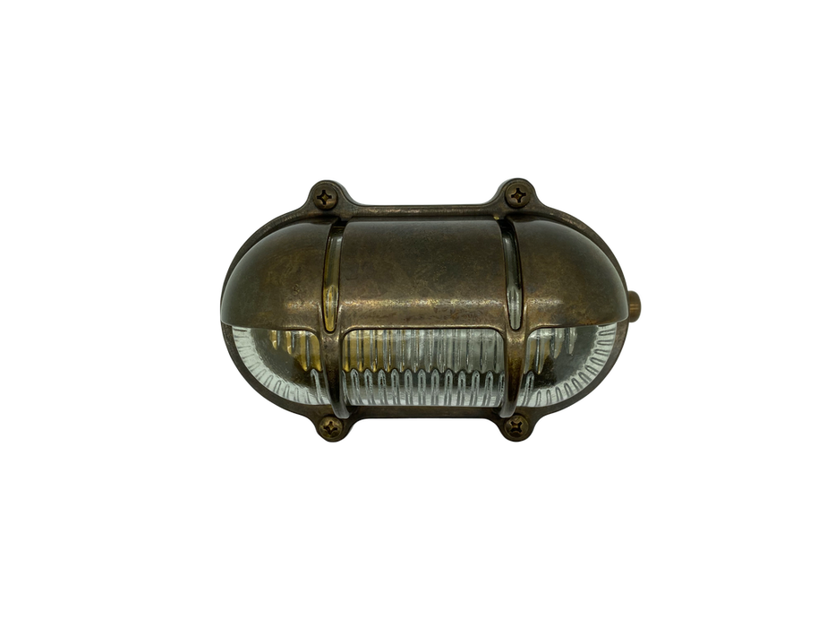 09007 Small IP64 Solid Brass Decorative Eyelid Bulkhead - Antique Brass Navigator Range of Marine Bulkheads Lampfix - Sparks Warehouse