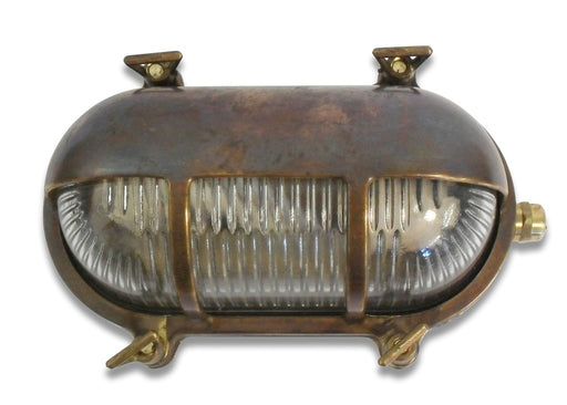 09010 - Navigator Solid Brass Eyelid Bulkhead - Antique Brass Navigator Range of Marine Bulkheads Lampfix - Sparks Warehouse