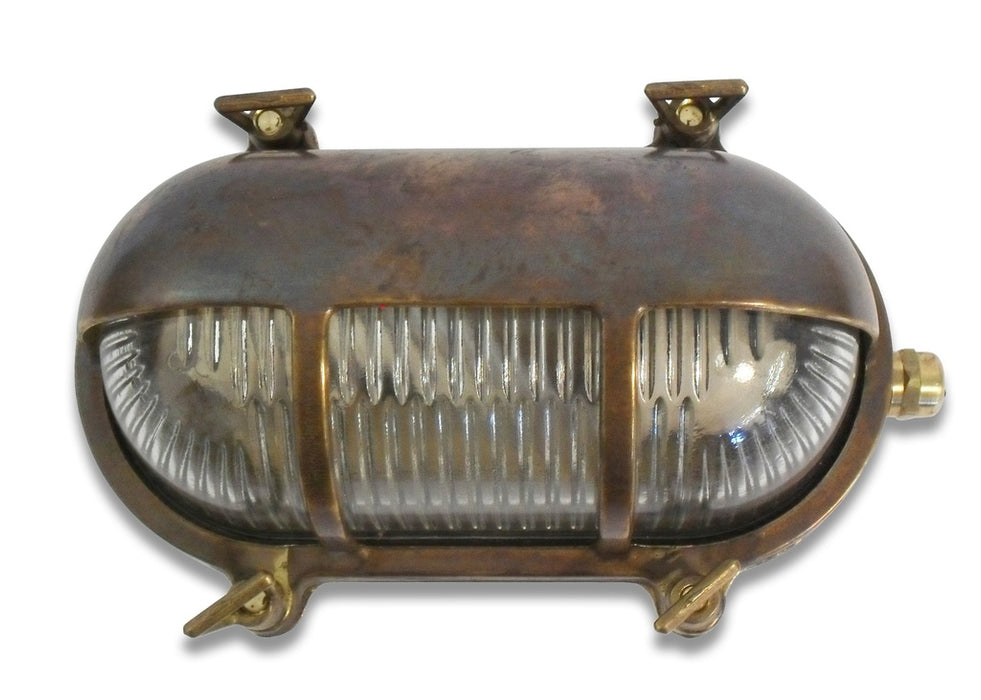 09010 - Navigator Solid Brass Eyelid Bulkhead - Antique Brass Navigator Range of Marine Bulkheads Lampfix - Sparks Warehouse