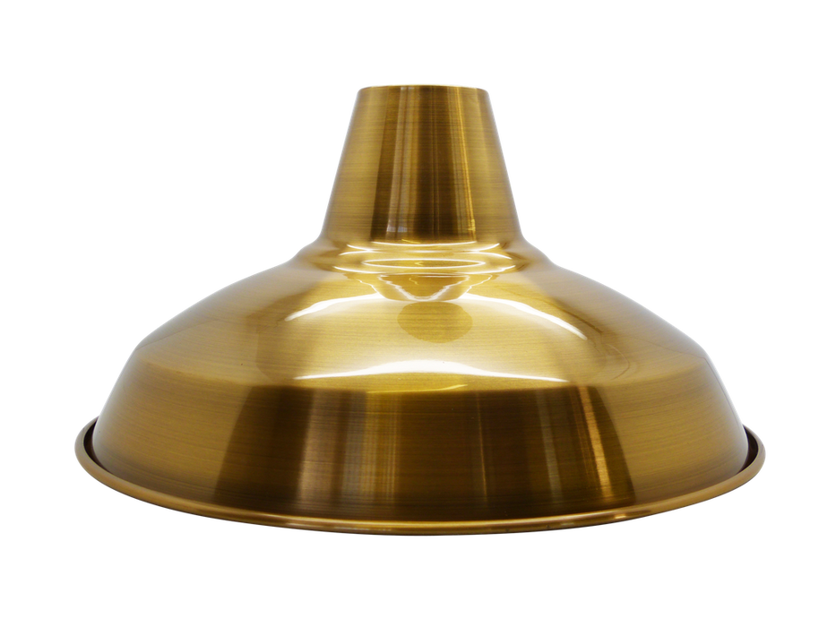 09031 Industrial Antique Brass (Brushed) Light Shade 305mm Diameter With 40mm Hole Lampfix - Sparks Warehouse