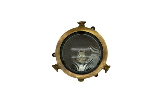 09077 Solid Brass Porthole Mini Bulkhead - Antique Brass Navigator Range of Marine Bulkheads Lampfix - Sparks Warehouse