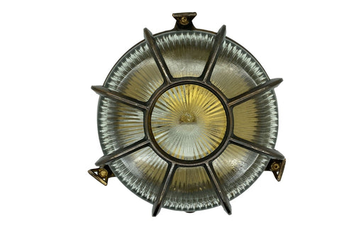 09079 – Navigator Solid Brass Extra Large Radial Porthole Bulkhead - Antique Brass Navigator Range of Marine Bulkheads Lampfix - Sparks Warehouse