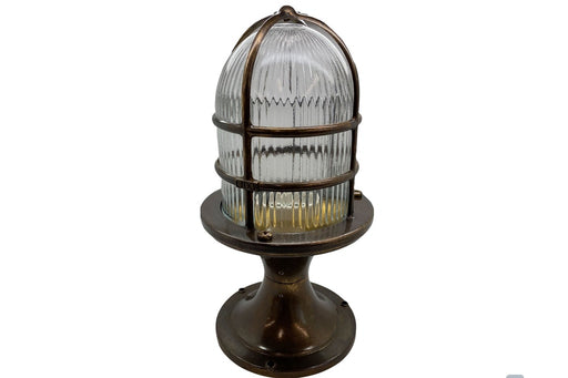 09082 Solid Brass Large Post Light - Antique Brass Navigator Range of Marine Bulkheads Lampfix - Sparks Warehouse