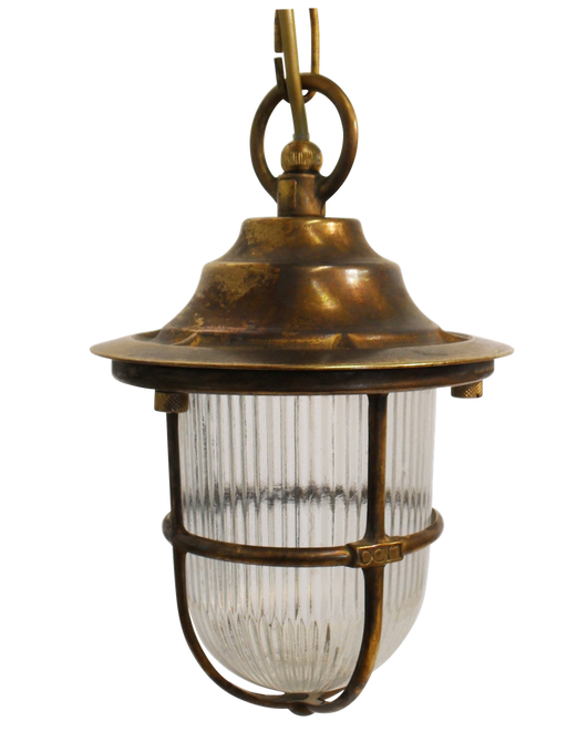 09141 Solid Brass Navigator Pendant Lantern - Antique Brass Navigator Range of Marine Bulkheads Lampfix - Sparks Warehouse