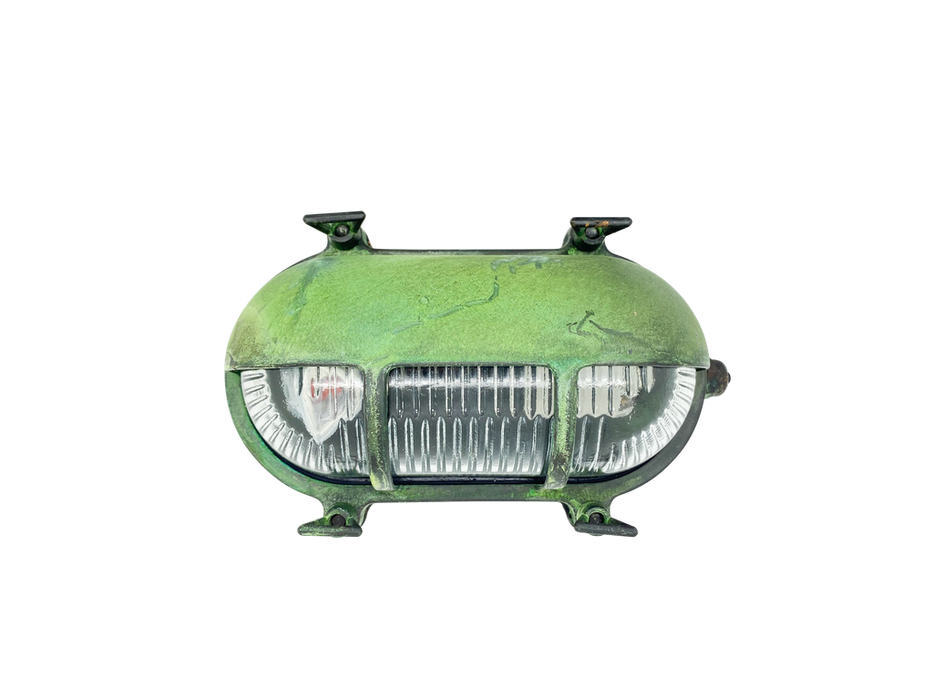 09181 - Navigator Solid Brass Eyelid Bulkhead - Verdigris Navigator Range of Marine Bulkheads Lampfix - Sparks Warehouse