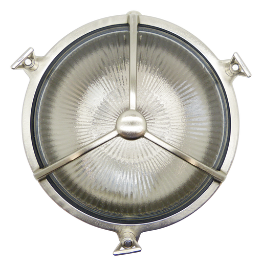 09310 - Navigator Solid Brass Large Trident Porthole Bulkhead - Satin Nickel Navigator Range of Marine Bulkheads Lampfix - Sparks Warehouse