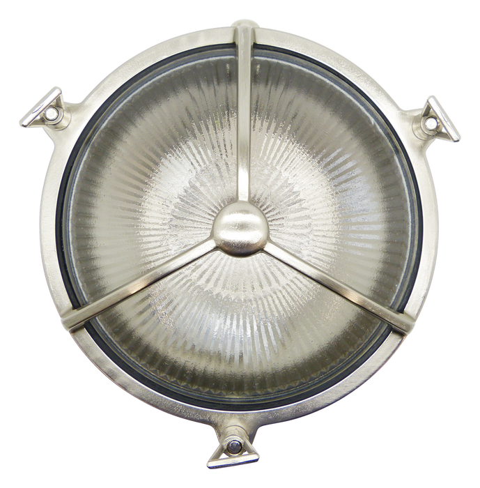 09310 - Navigator Solid Brass Large Trident Porthole Bulkhead - Satin Nickel Navigator Range of Marine Bulkheads Lampfix - Sparks Warehouse