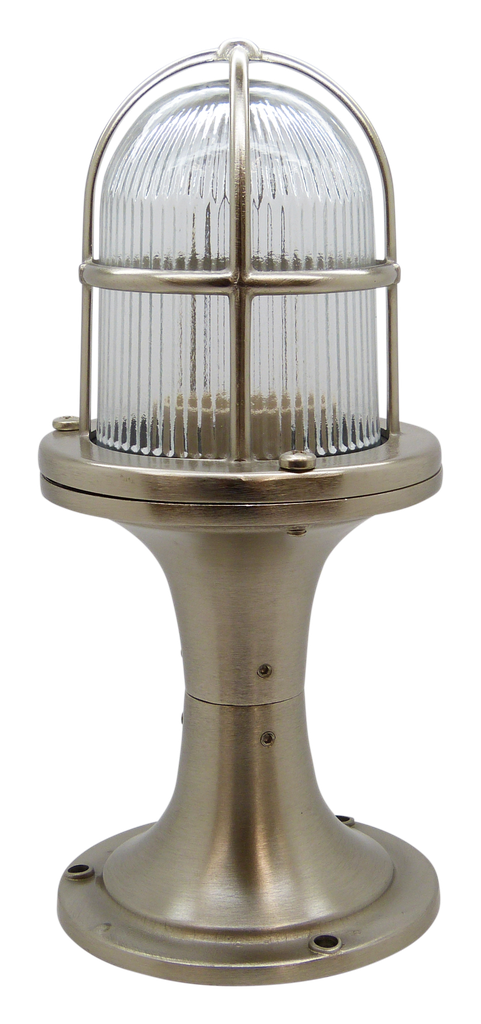 09314 - Solid Brass Small Post Light - Satin Nickel Navigator Range of Marine Bulkheads LampFix - Sparks Warehouse