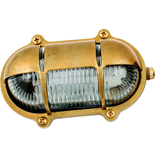 09608 - Navigator Solid Brass Decorative Eyelid Bulkhead - Raw Brass Navigator Range of Marine Bulkheads Lampfix - Sparks Warehouse