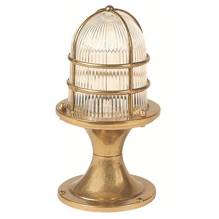 09612 Solid Brass Large Post Light - Raw Brass Navigator Range of Marine Bulkheads Lampfix - Sparks Warehouse