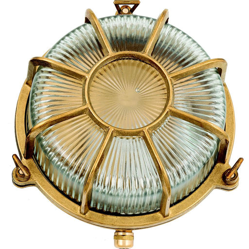 09613 - Navigator Solid Brass Extra Large Radial Porthole Bulkhead - Raw Brass Navigator Range of Marine Bulkheads Lampfix - Sparks Warehouse