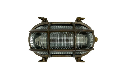09713 Small IP64 Solid Brass Bulkhead - Antique Brass Navigator Range of Marine Bulkheads Lampfix - Sparks Warehouse