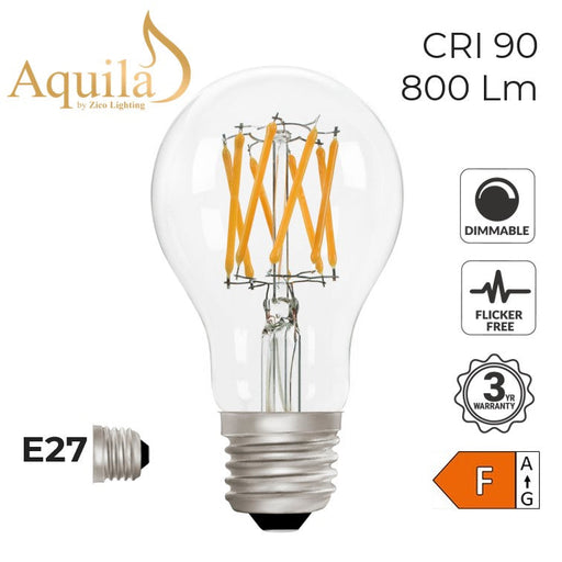 GLS A60 Clear 8W 2700K E27 LED Light Bulbs Zico - Sparks Warehouse