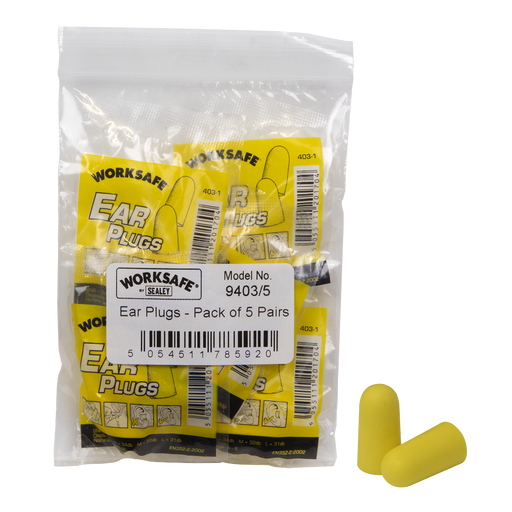 Sealey - 9403/5 Ear Plugs - Pack of 5 Pairs Ear & Head Protection Sealey - Sparks Warehouse