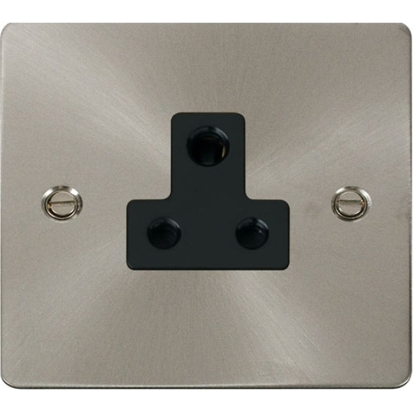 Scolmore FPBS038BK - 5A Round Pin Socket Outlet - Black Inserts Define Scolmore - Sparks Warehouse