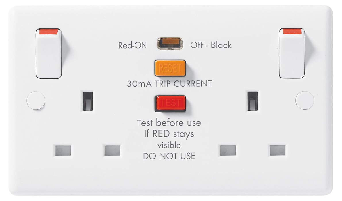 BG Nexus 822RCD SAFETY RCD 13A 2 Gang Switched Socket - BG - sparks-warehouse