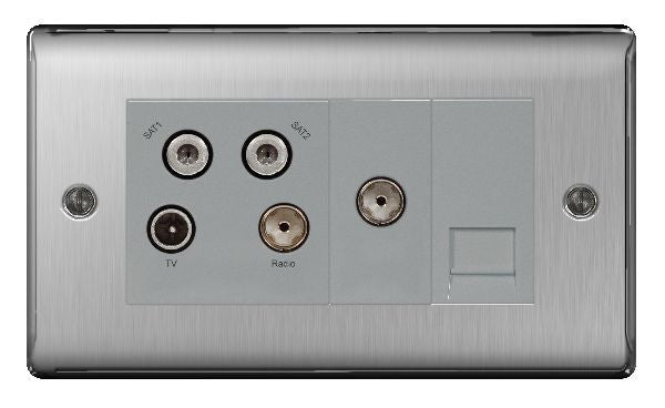 BG Nexus NBS69 Quadplex TV/FM/SAT Socket - BG - Sparks Warehouse