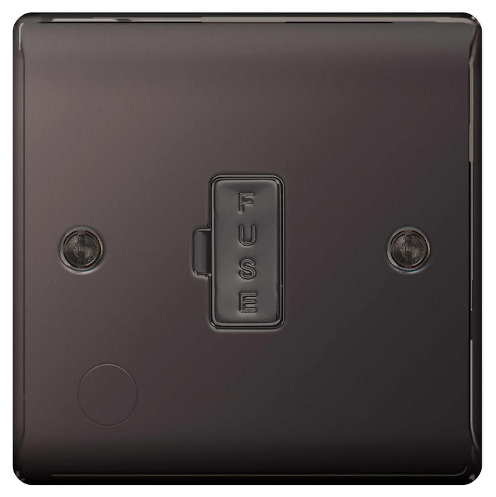 BG Nexus NBN55 Black Nickel 13A Unswitched Fused Connection Unit with Flex Outlet - BG - sparks-warehouse