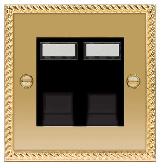BG Nexus NBGRJ452 Georgian Brass 2G RJ45 Data Outlet Socket - BG - sparks-warehouse